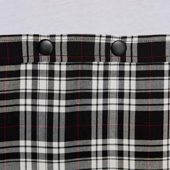 Zara White Asymmetrical Checkered Blouse Size: S - Picture 3 of 5